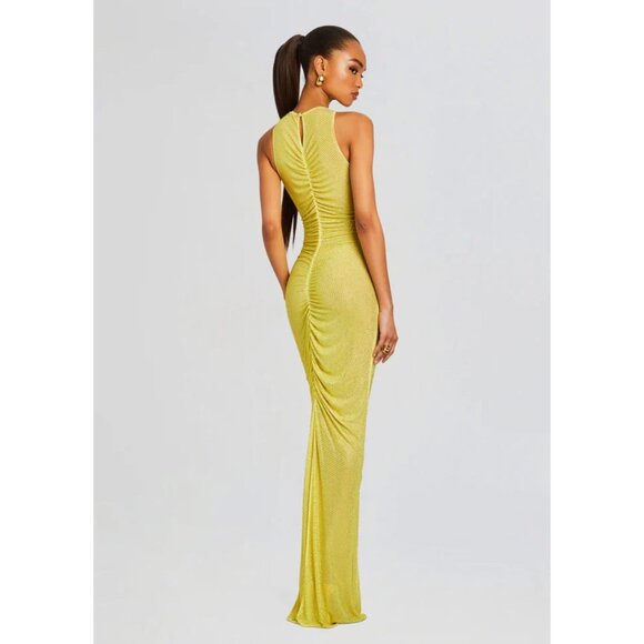 retrofete Marsann Ruched Bodycon Crystal Dress Buttercream Womens Size Medium - Picture 4 of 12